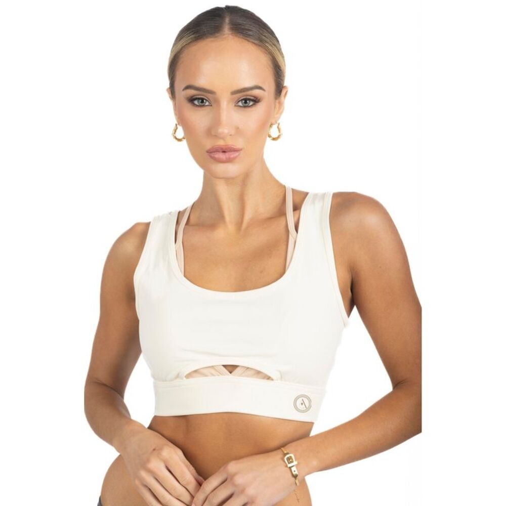 Cleo Color Block Activewear Sportsbra in Beige